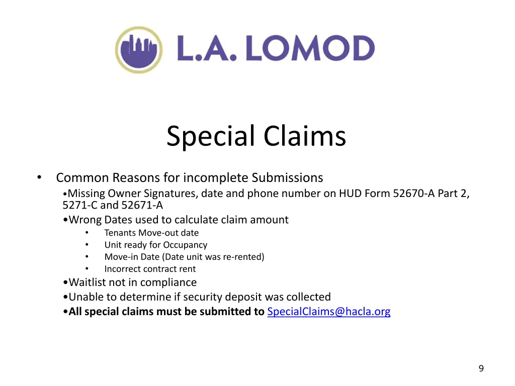 special claims