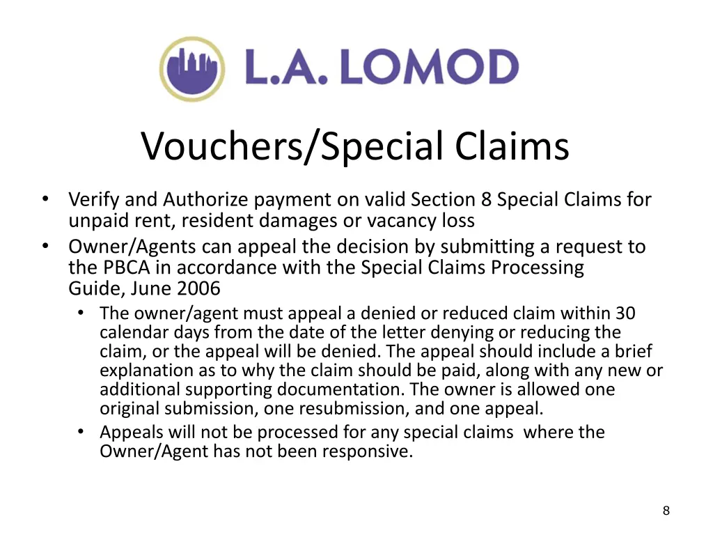 vouchers special claims