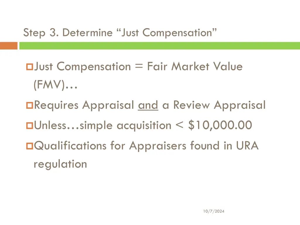 step 3 determine just compensation