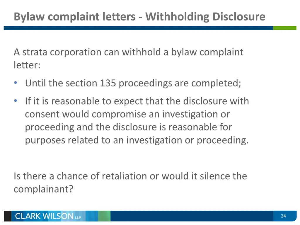 bylaw complaint letters withholding disclosure 1