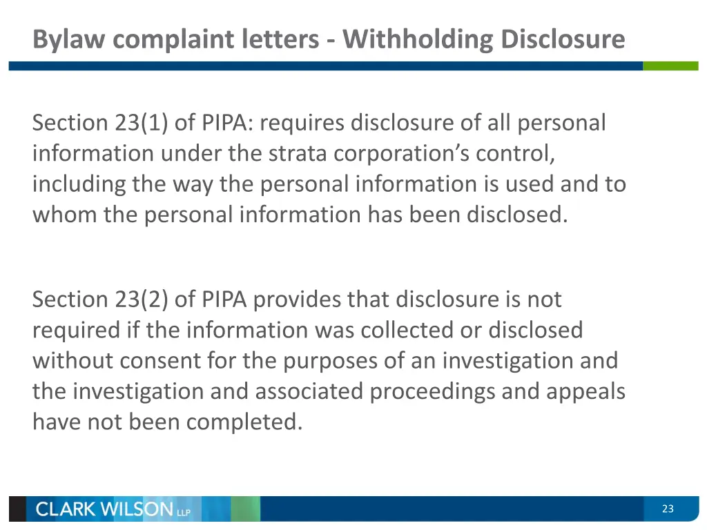 bylaw complaint letters withholding disclosure