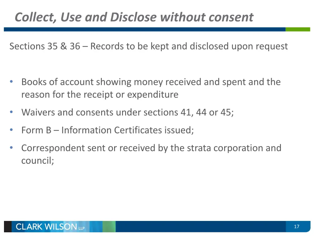 collect use and disclose without consent