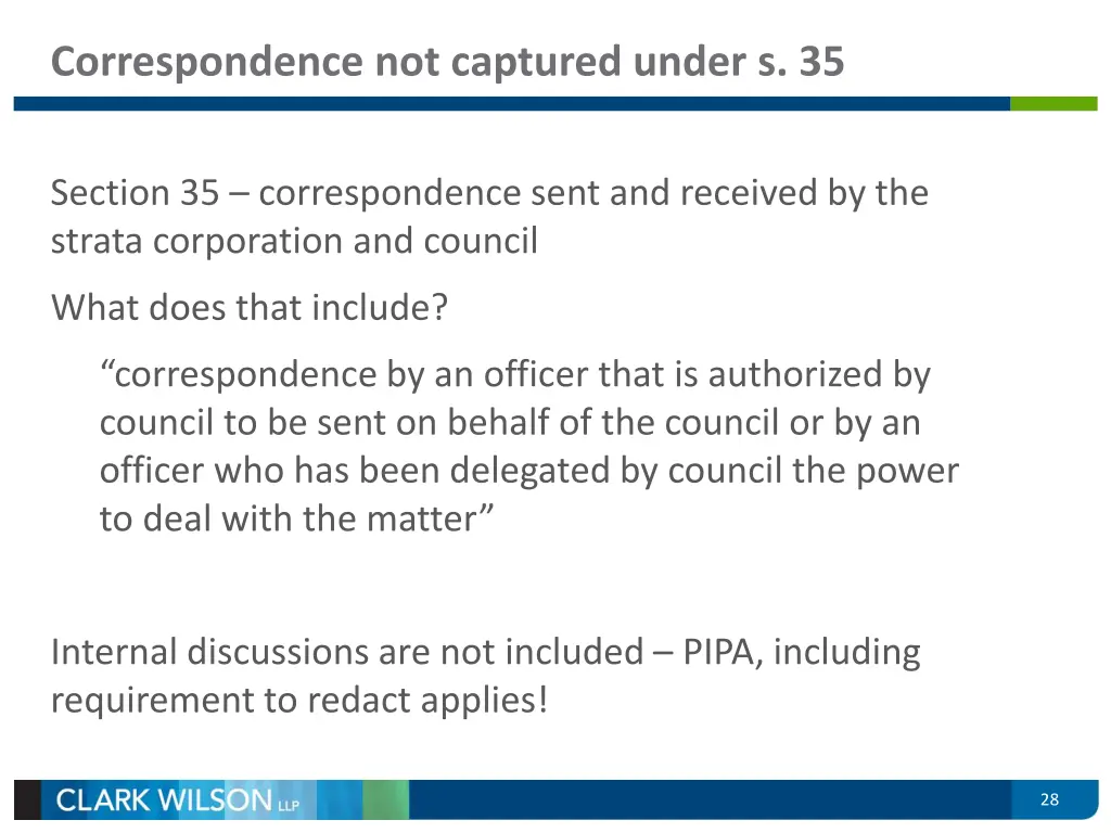 correspondence not captured under s 35