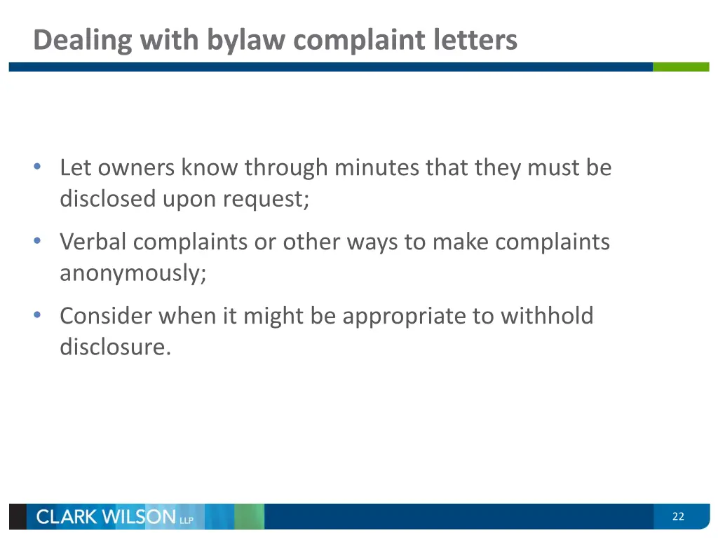 dealing with bylaw complaint letters