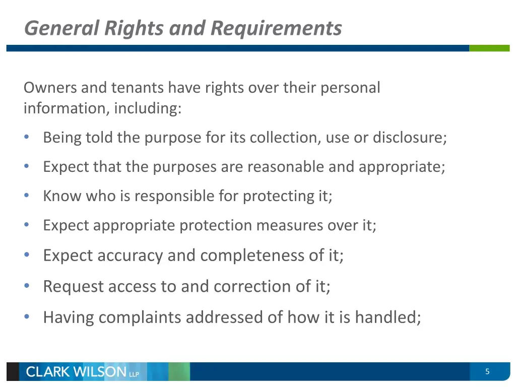 general rights and requirements