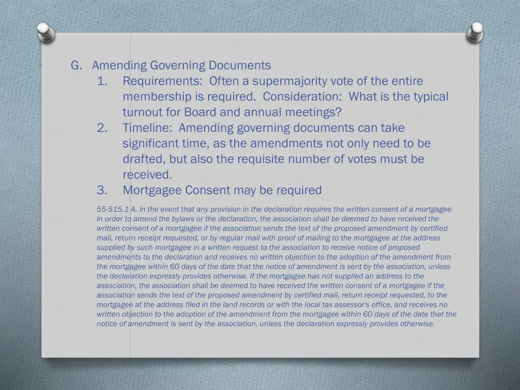 g amending governing documents 1 requirements