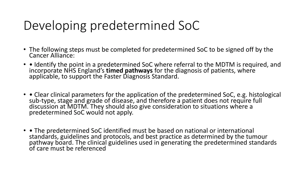 developing predetermined soc