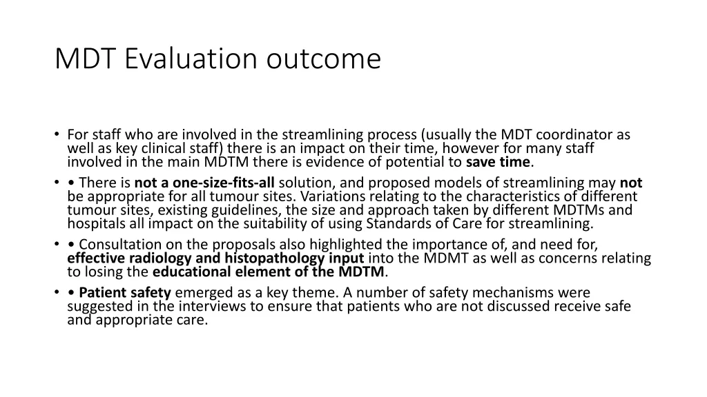 mdt evaluation outcome