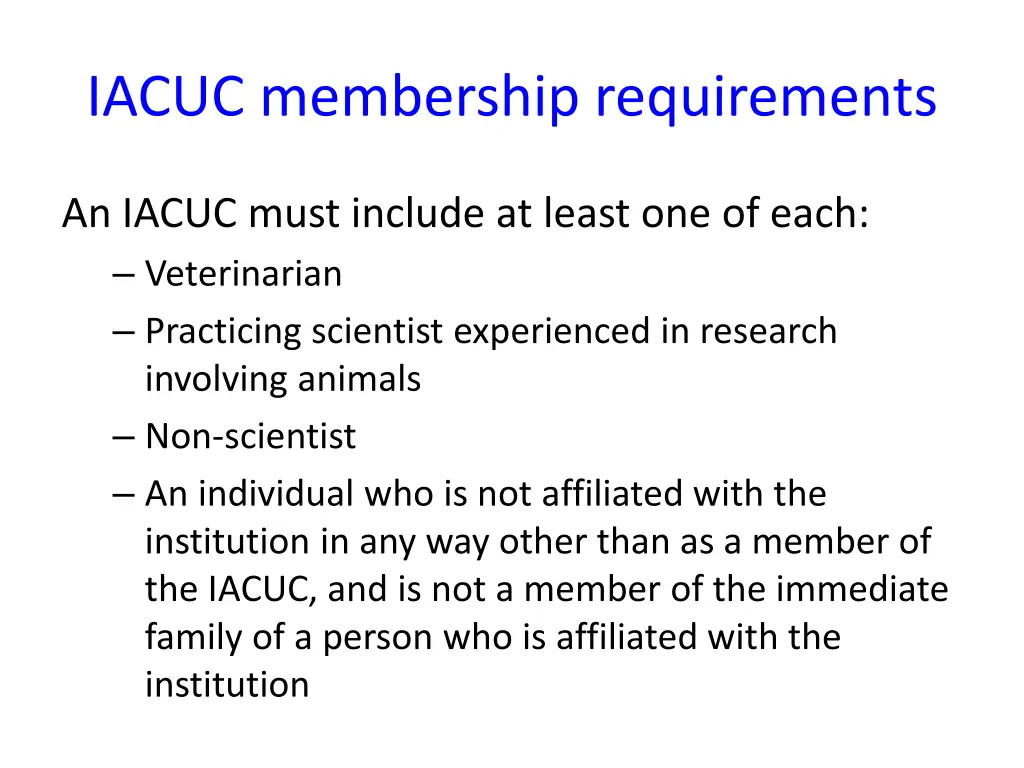 iacuc membership requirements