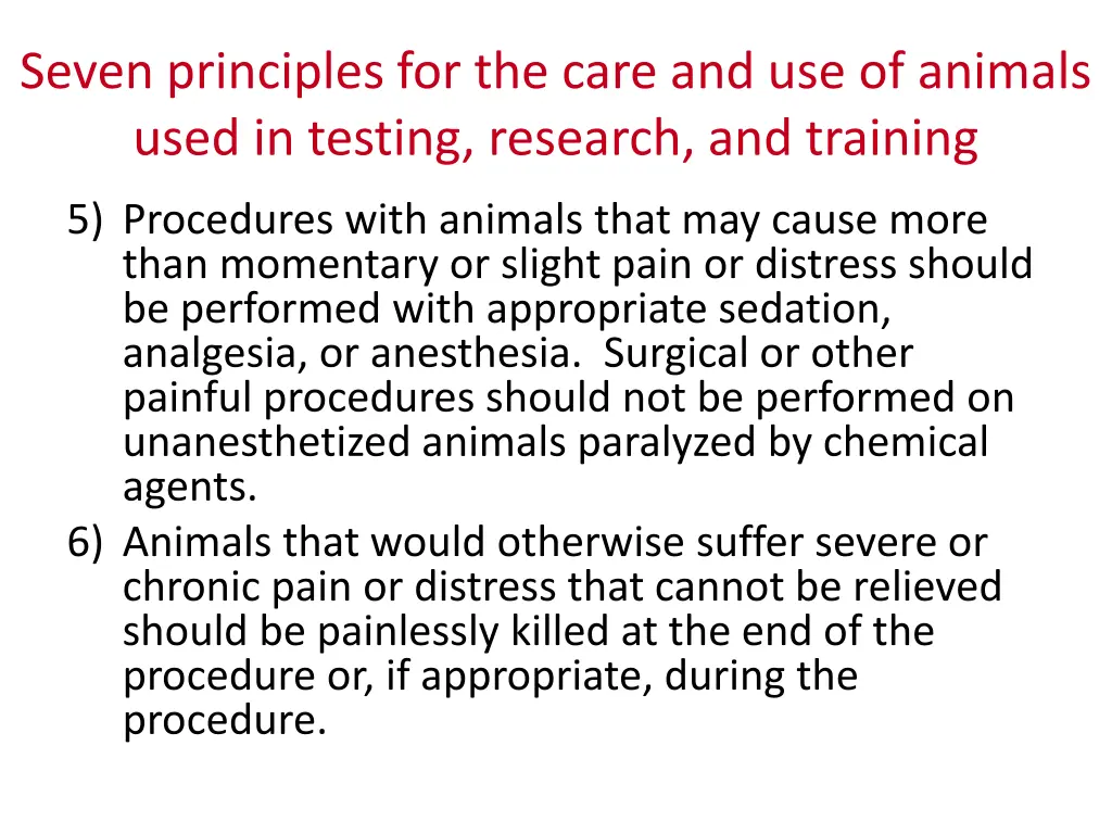 seven principles for the care and use of animals 3