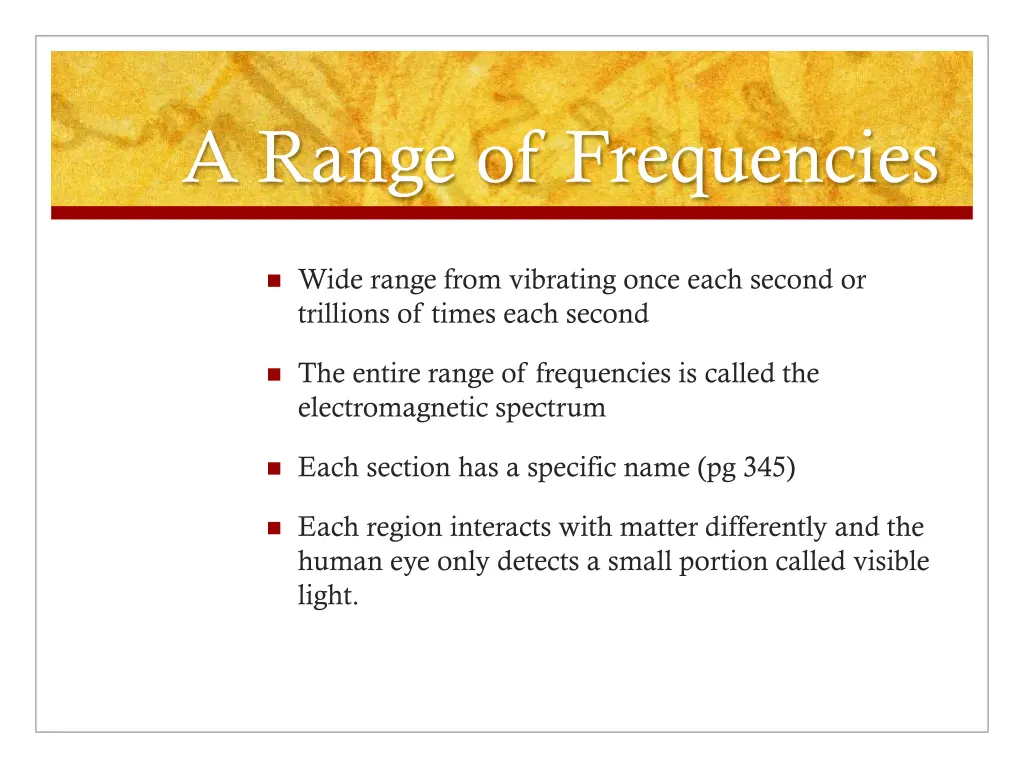 a range of frequencies