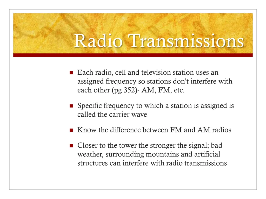 radio transmissions