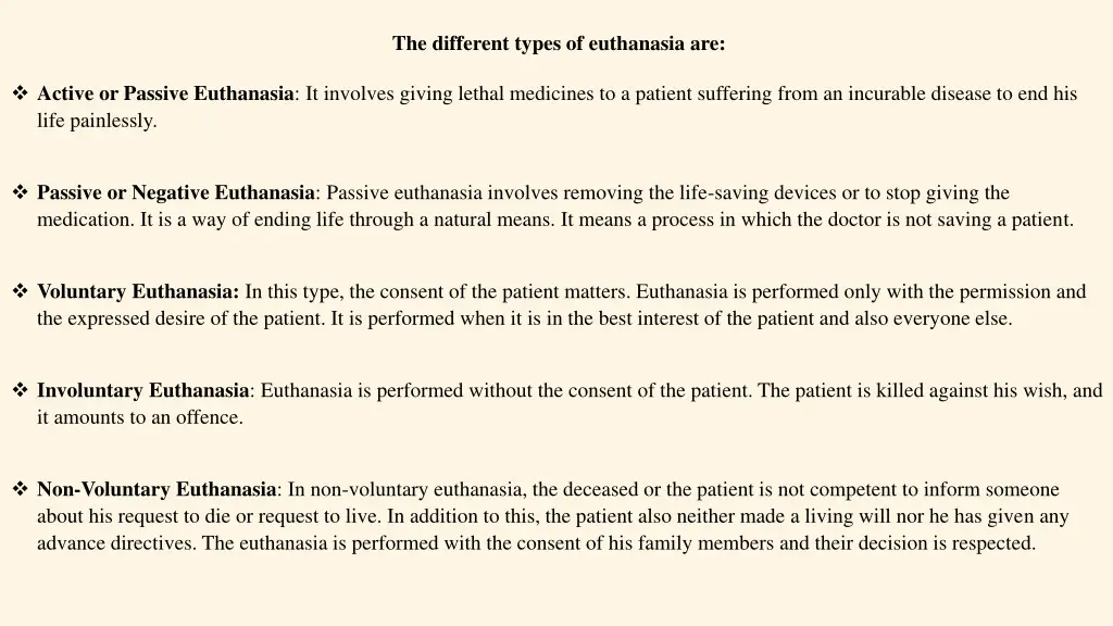 the different types of euthanasia are