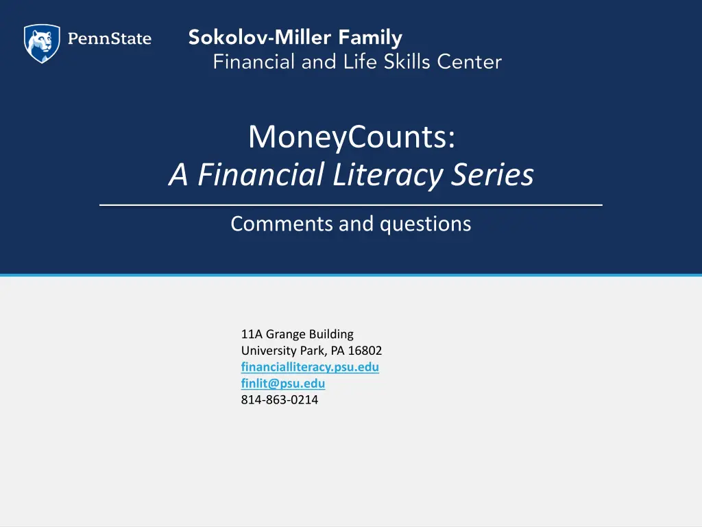 moneycounts a financial literacy series 1