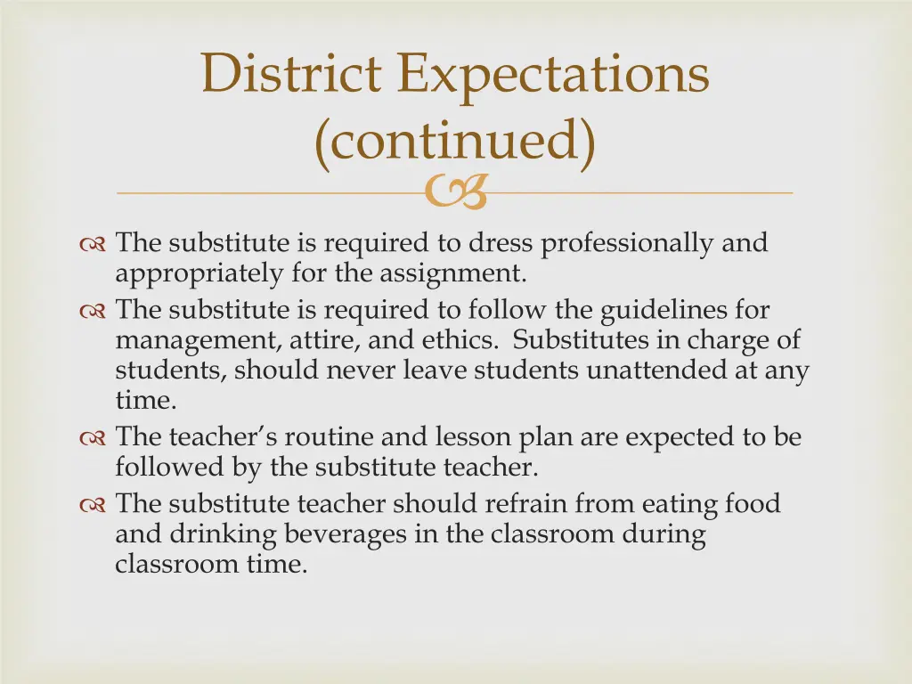 district expectations continued