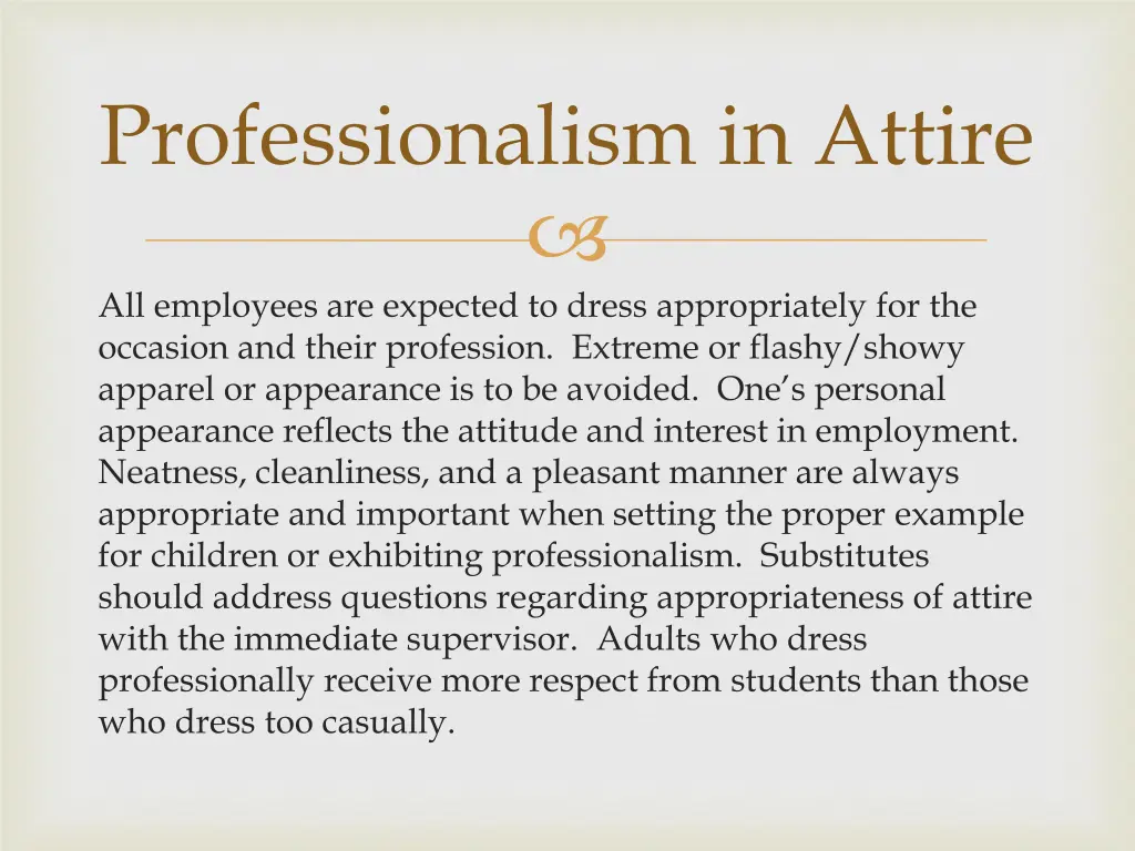 professionalism in attire