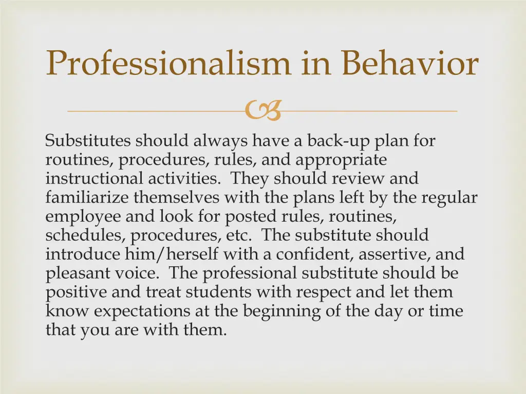 professionalism in behavior