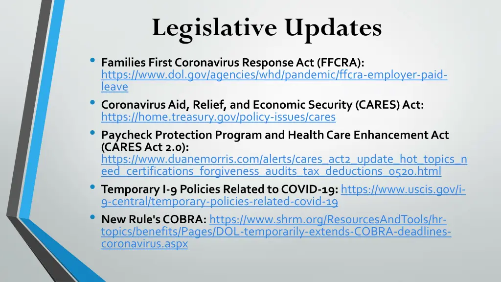 legislative updates families first coronavirus