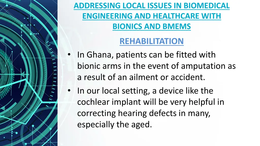 addressing local issues in biomedical engineering