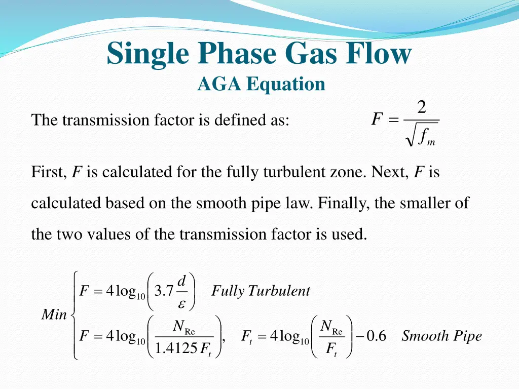 single phase gas flow aga equation