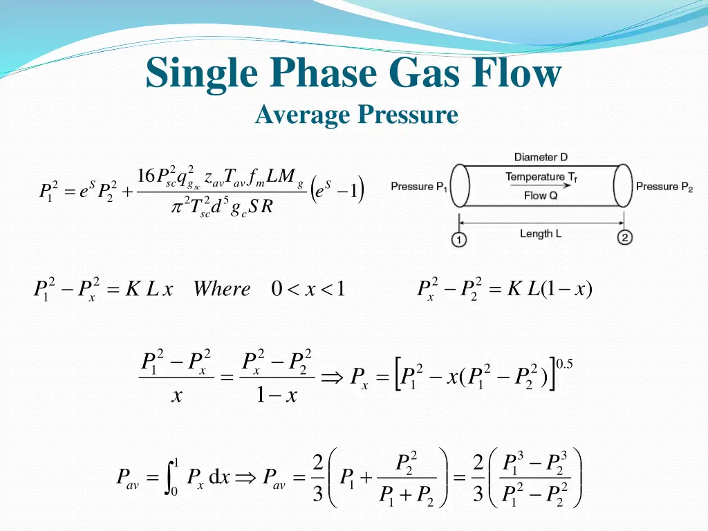 single phase gas flow average pressure