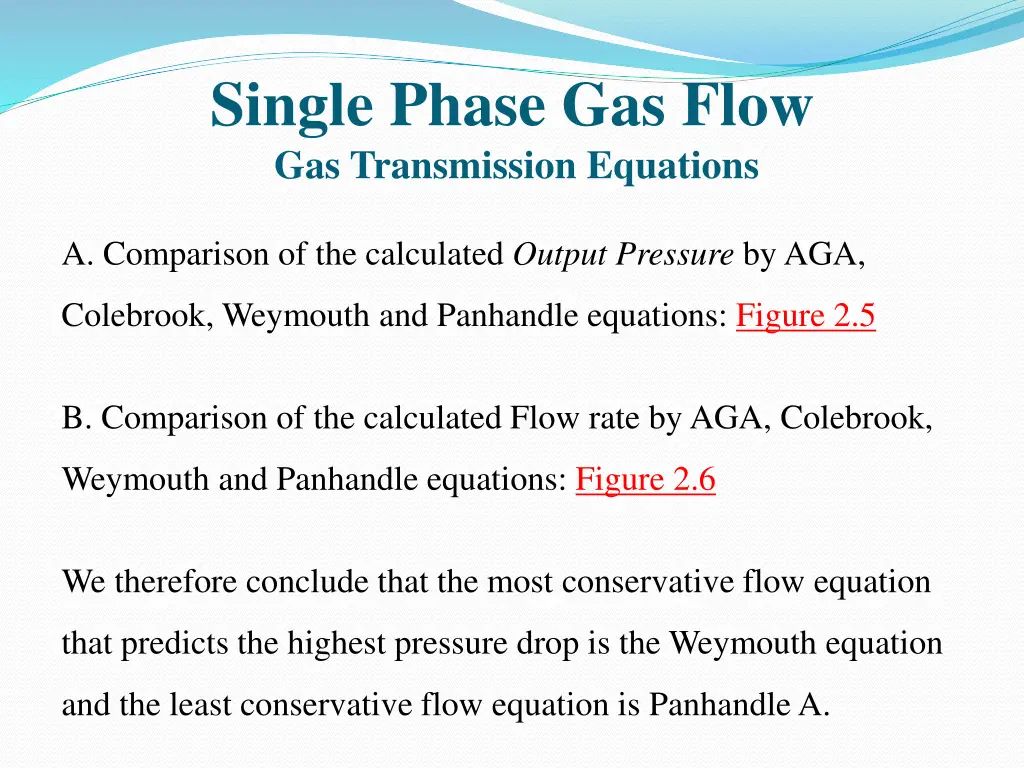 single phase gas flow gas transmission equations