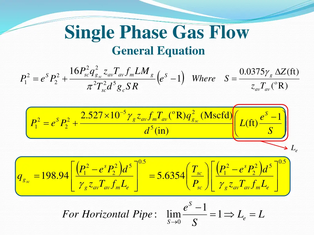 single phase gas flow general equation 1