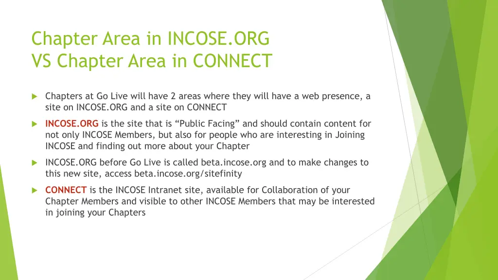 chapter area in incose org vs chapter area