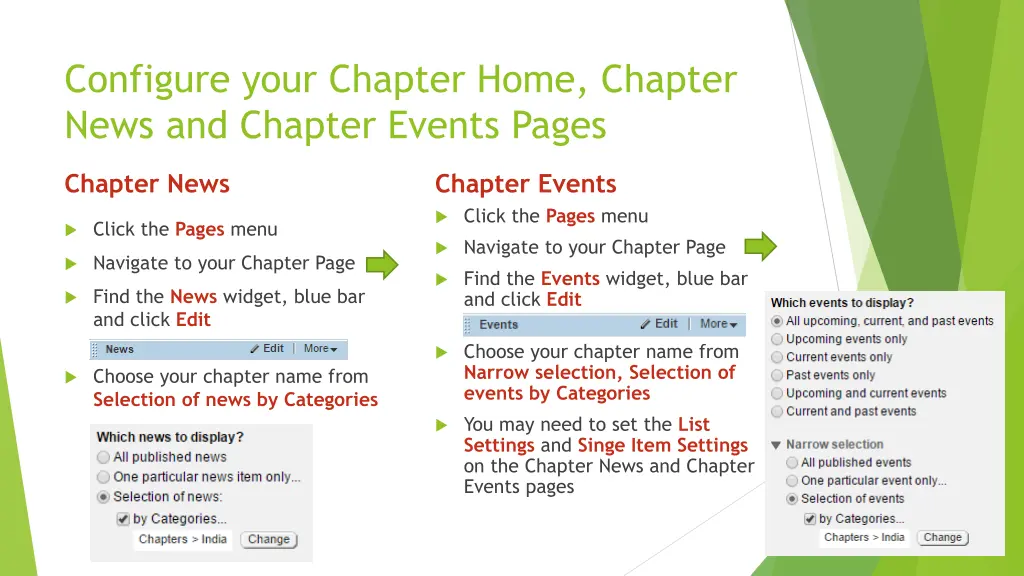 configure your chapter home chapter news