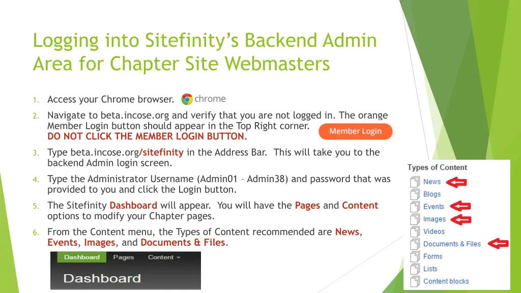 logging into sitefinity s backend admin area