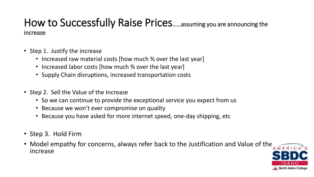 how to successfully raise prices