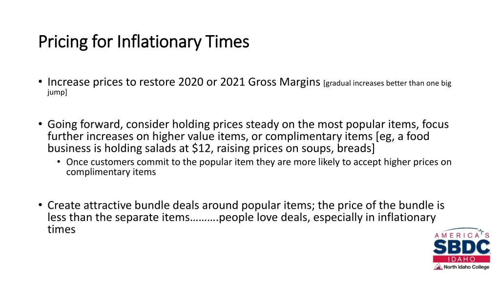 pricing for inflationary times pricing