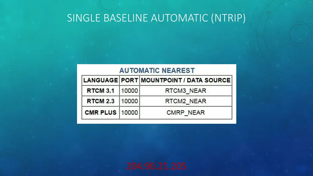 single baseline automatic ntrip