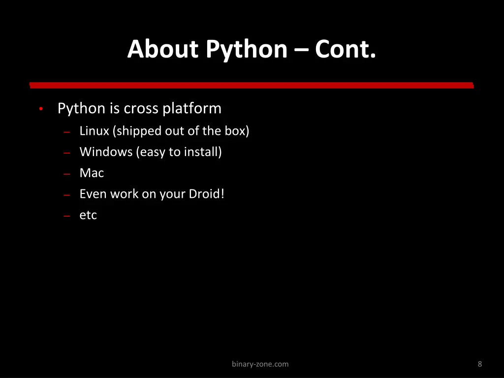 about python cont