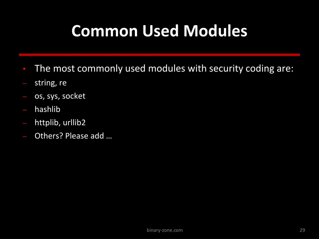 common used modules