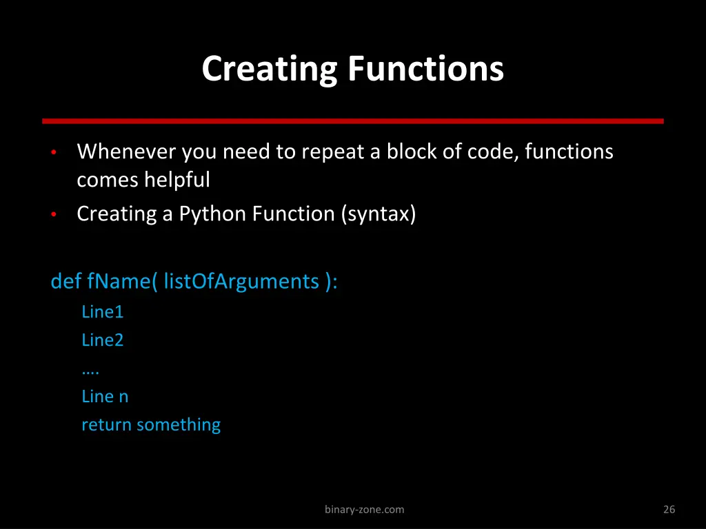 creating functions