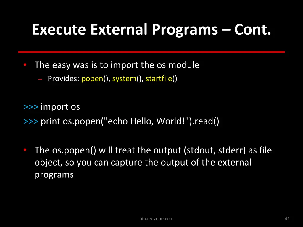 execute external programs cont