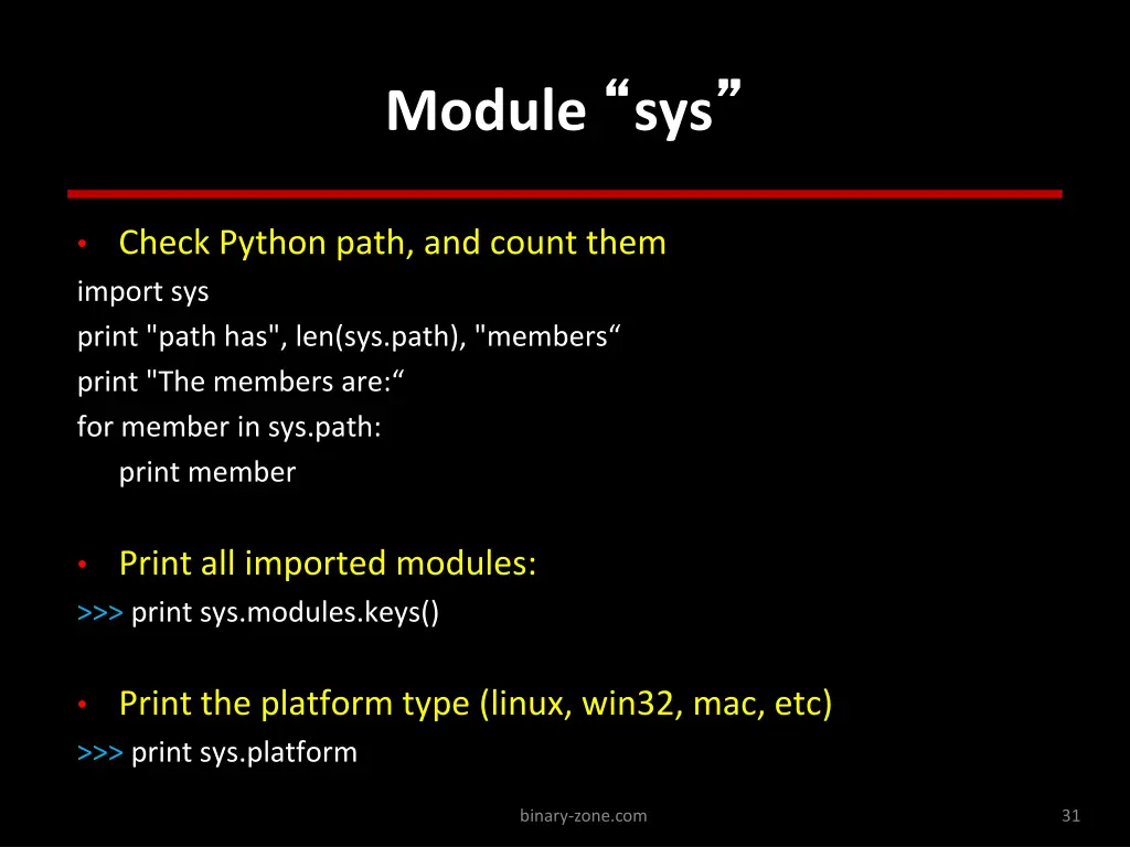 module sys