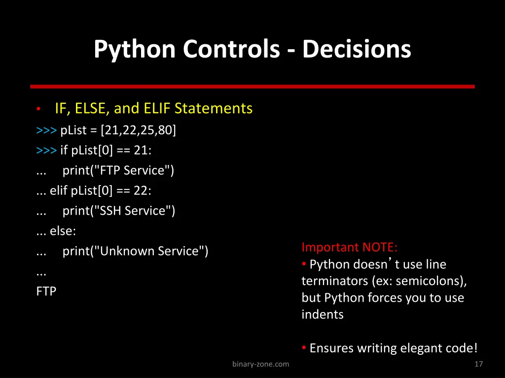 python controls decisions