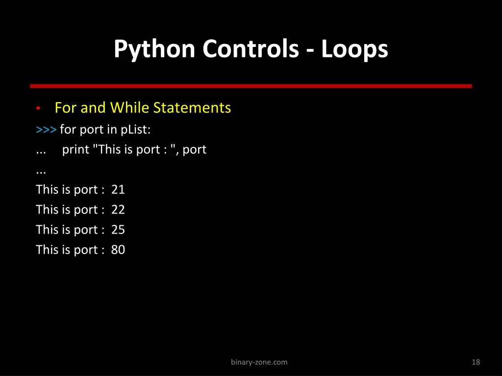 python controls loops