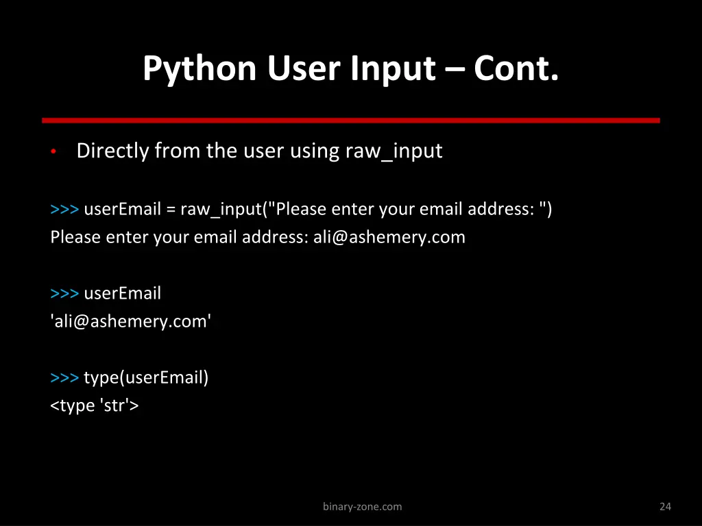 python user input cont