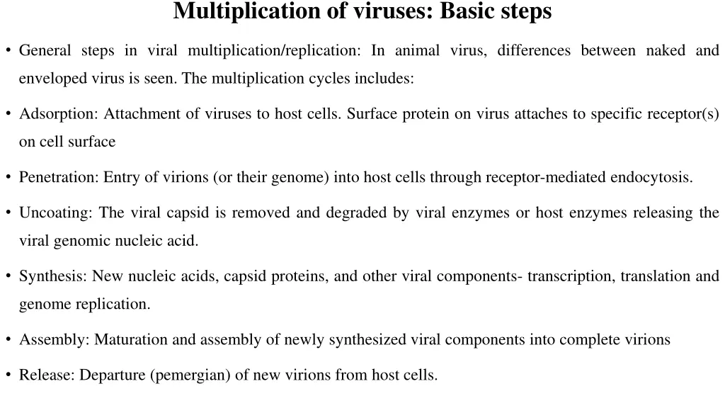 multiplication of viruses basic steps