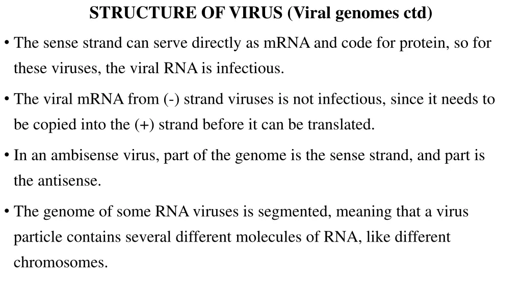 structure of virus viral genomes ctd