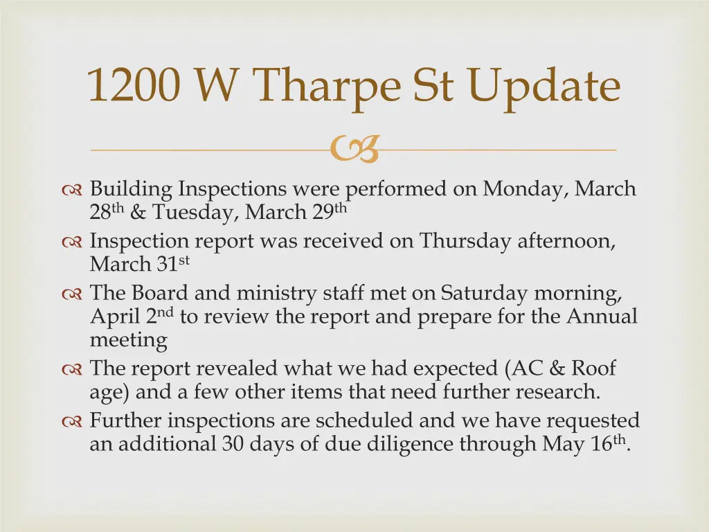 1200 w tharpe st update