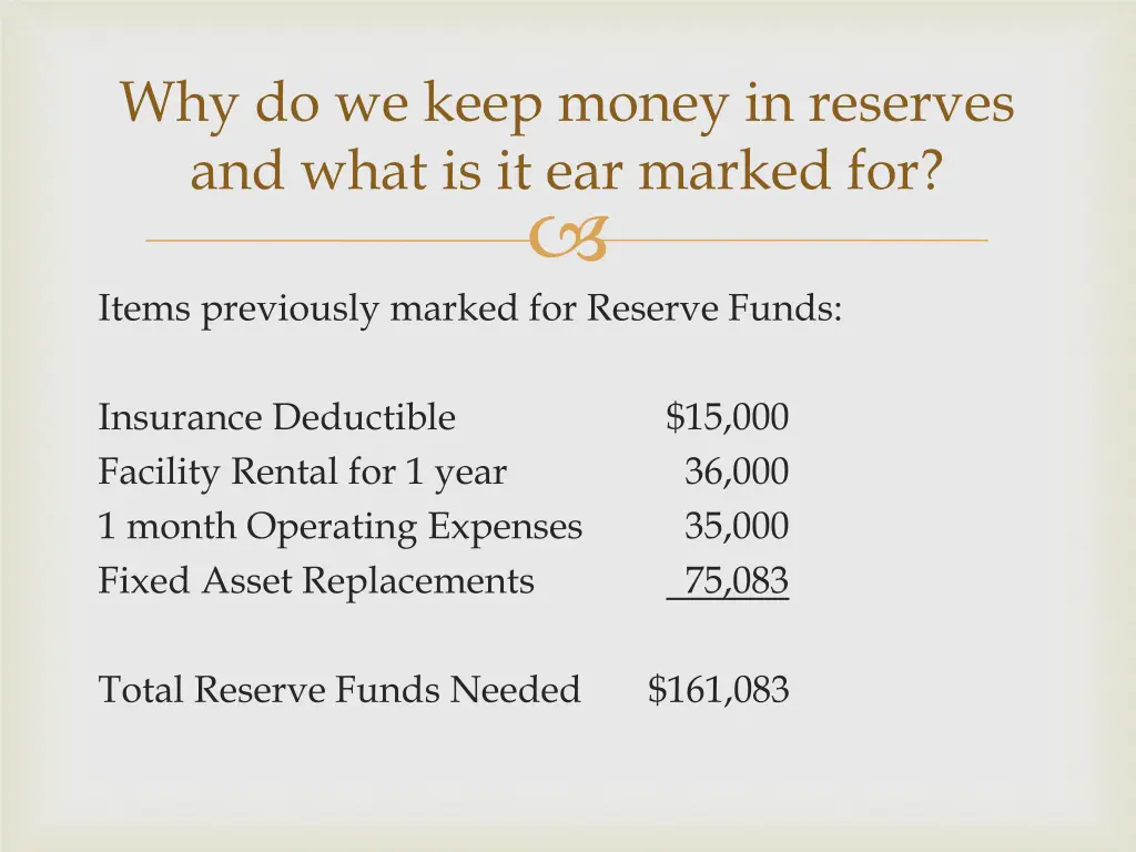 why do we keep money in reserves and what