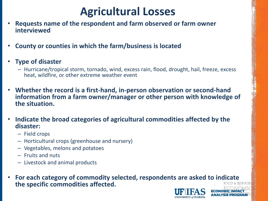 agricultural losses