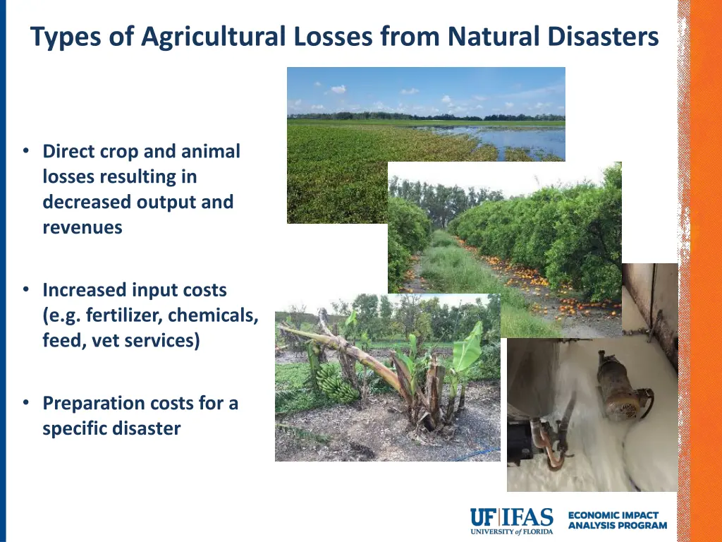 types of agricultural losses from natural