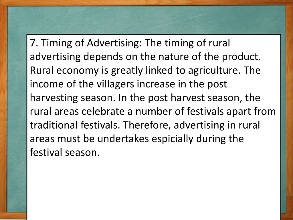 7 timing of advertising the timing of rural