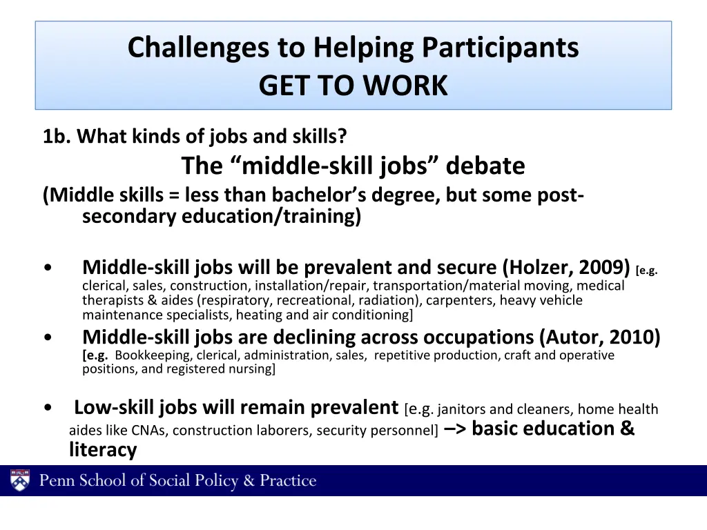 challenges to helping participants get to work 1