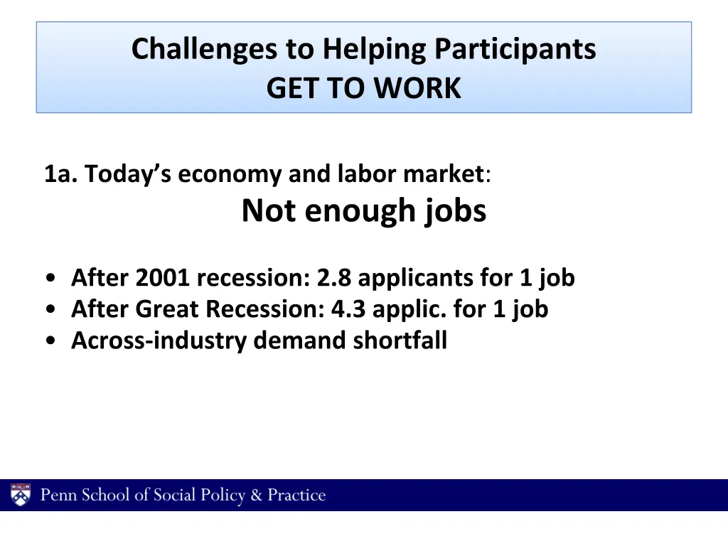 challenges to helping participants get to work